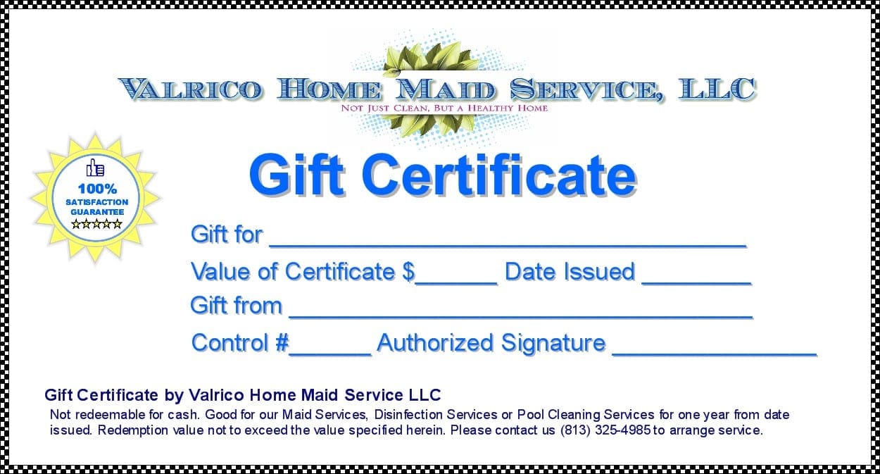 valrico home maid service gift certificate