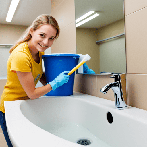 maid cleaning sink